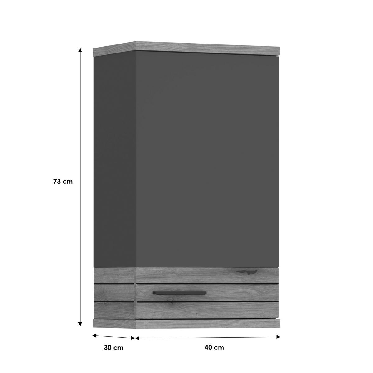 Viseča Omara Cotia Cotls 3 - črna/barve hrasta, Moderno, kovina/leseni material (40/73/30cm) - James Wood