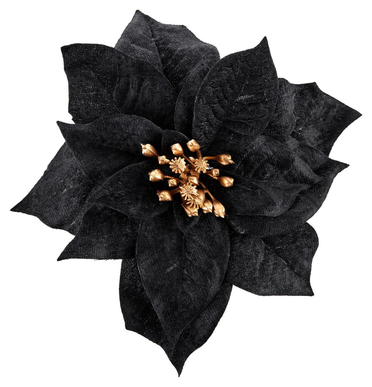 Dekor Virág Santa - fekete, Konventionell, műanyag (18cm) - Modern Living