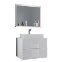 Badezimmer Lendas 3-tlg. ca. 80 cm Weiß - Weiß, MODERN, Glas/Keramik (80cm) - MID.YOU