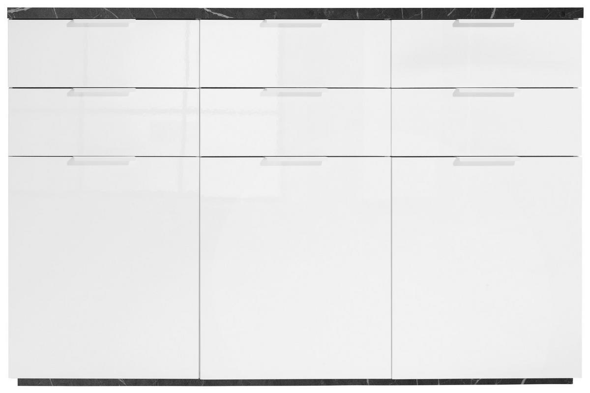 Sideboard Mundi Weiß HG/Anthrazit - Weiß Hochglanz/Anthrazit, MODERN, Holzwerkstoff (180/102/50cm) - Premium Living