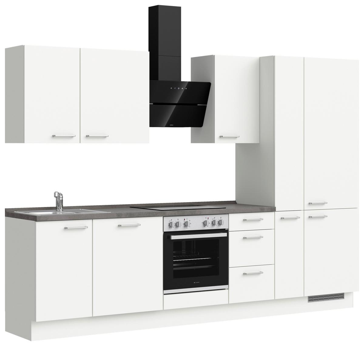 Küchenleerblock Touch High o. Geräte Weiß - Edelstahlfarben/Weiß, MODERN, Holzwerkstoff/Metall (300cm) - Nobilia