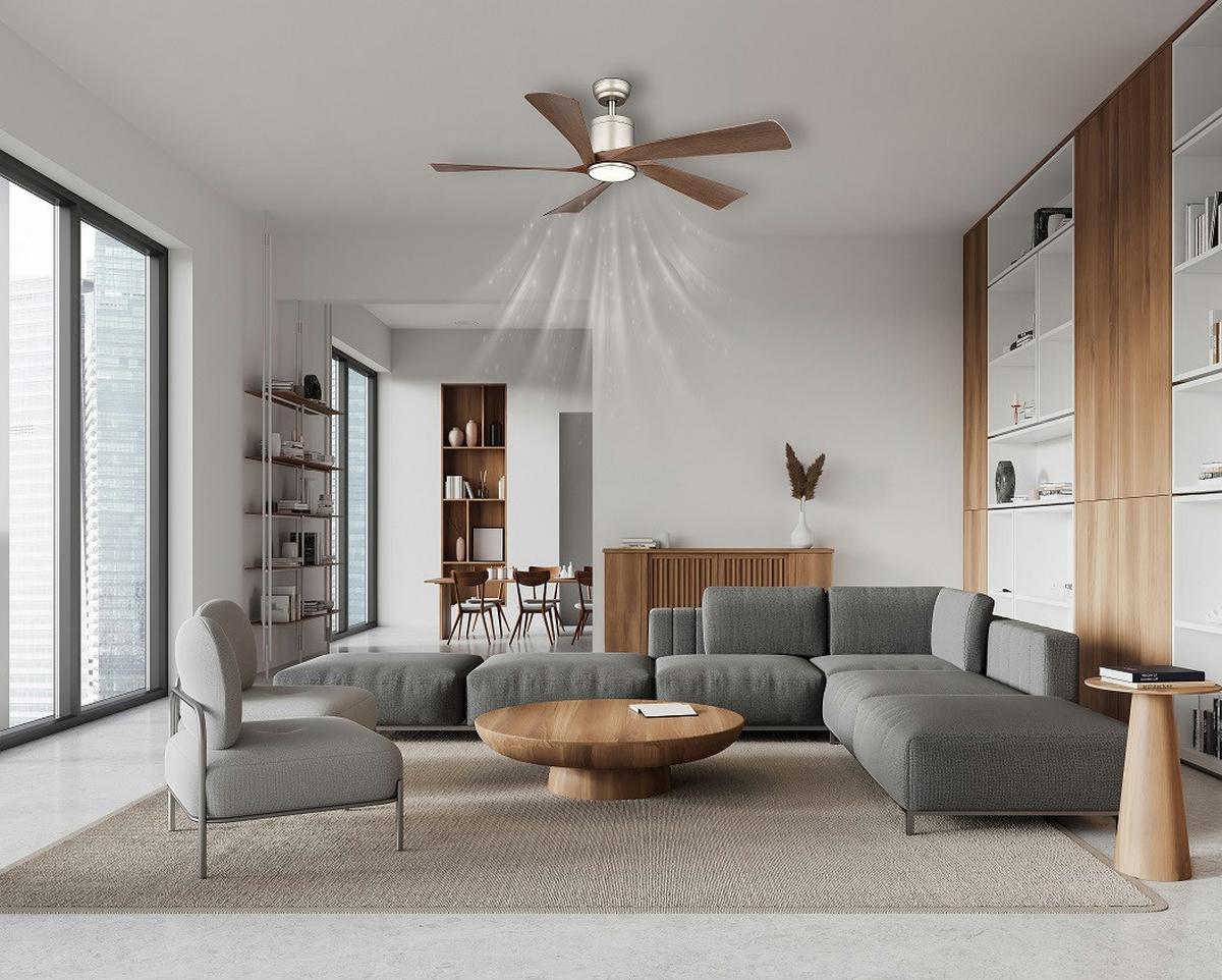 Mennyezeti Ventilátor 03606 Modesto - világosszürke/sötétbarna, Basics, műanyag/fém (132/48cm)