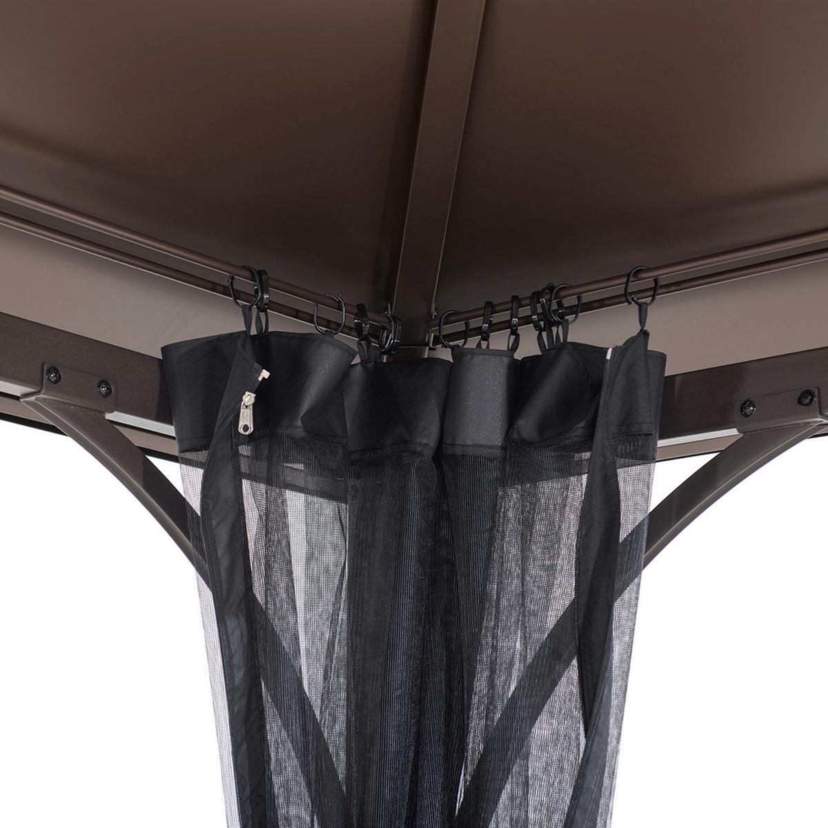 Pavillon Schwarz/Braun ca.366x293x307cm - Dunkelbraun/Schwarz, Basics, Metall (366/293/307cm)