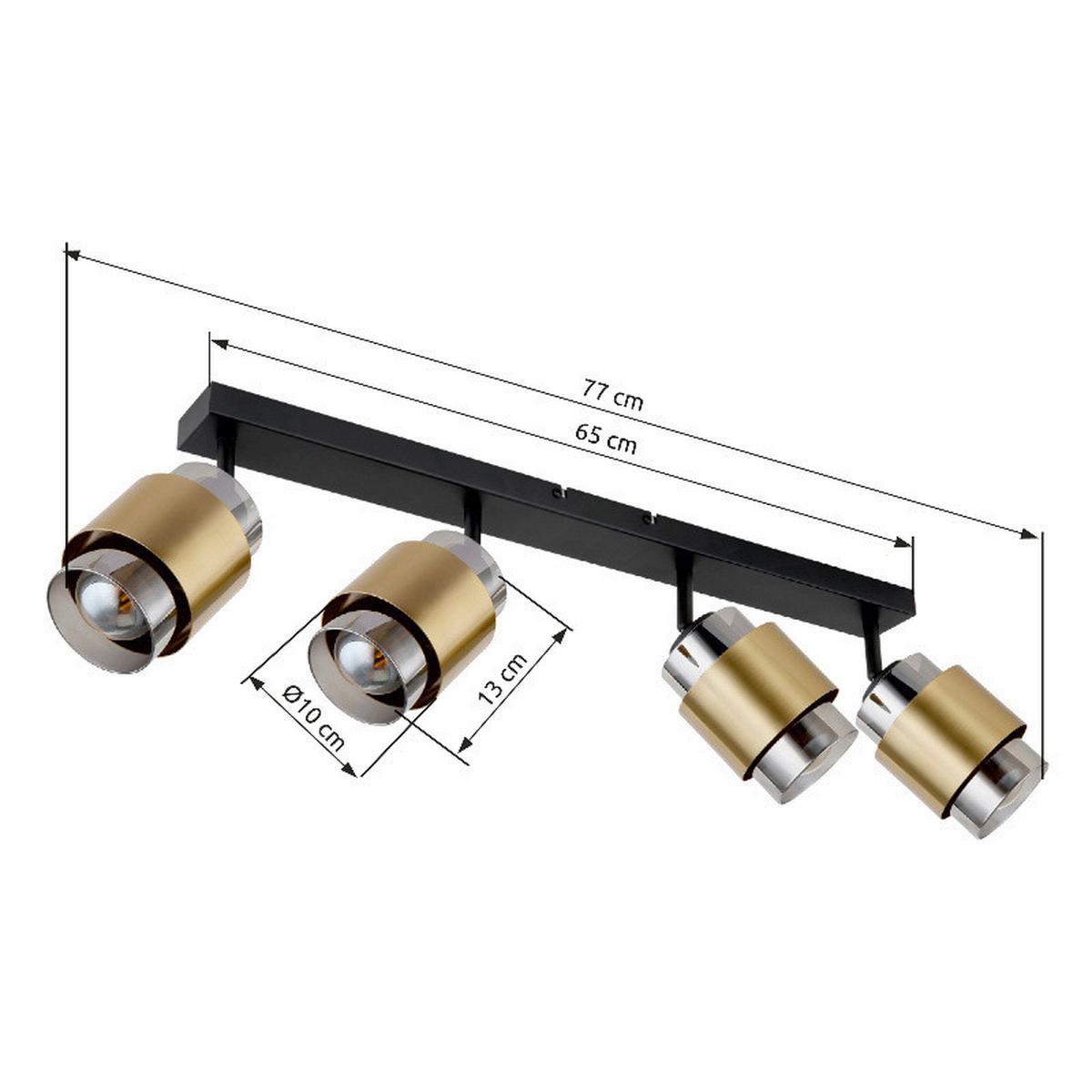 STRAHLER 15560-4  MILLEY - Messingfarben/Schwarz, Design, Glas/Metall (65/10/12,5cm) - Globo