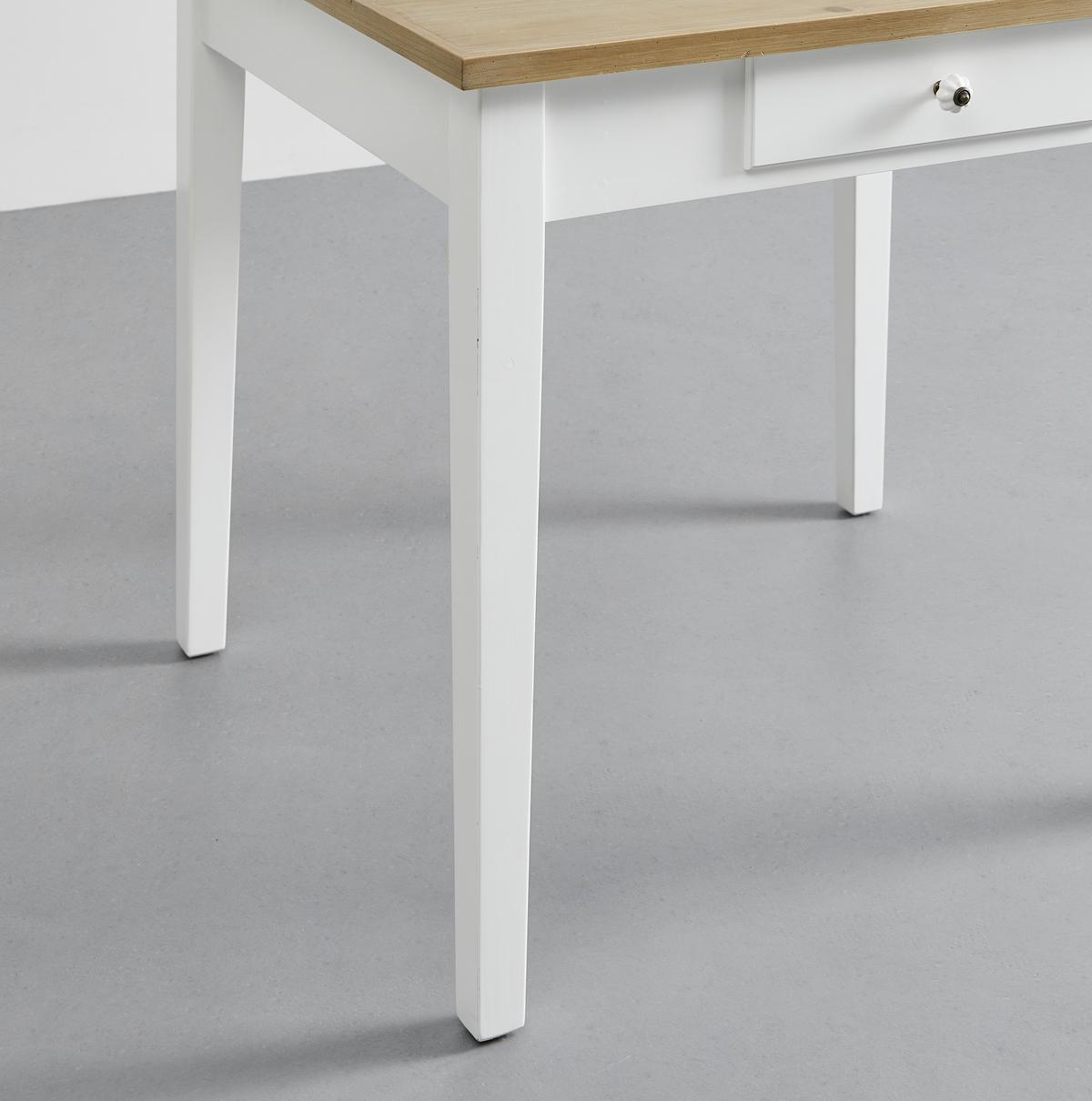 Esstisch Camden in Holz Kiefer massiv ca. 80x86 cm - Weiß/Kieferfarben, Design, Holz (80/79/86cm) - Bessagi Home