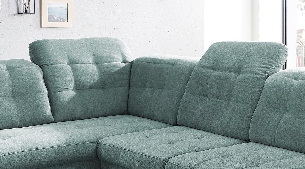 Wohnlandschaft Zira Mintgrün Nylon/Mikrofaser - Chromfarben/Mintgrün, Design, Kunststoff/Textil (212/330/169cm) - Livetastic