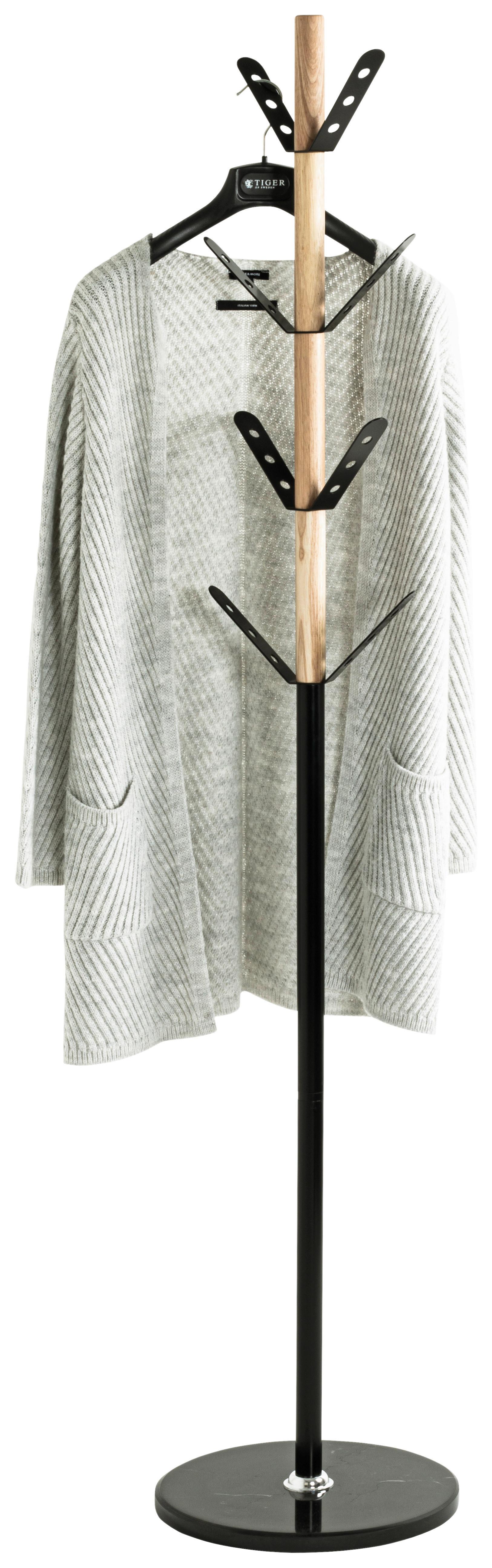 Kleiderständer Bernie Naturfarben/Schwarz - Schwarz/Naturfarben, MODERN, Holz/Stein (37/179cm) - Mömax