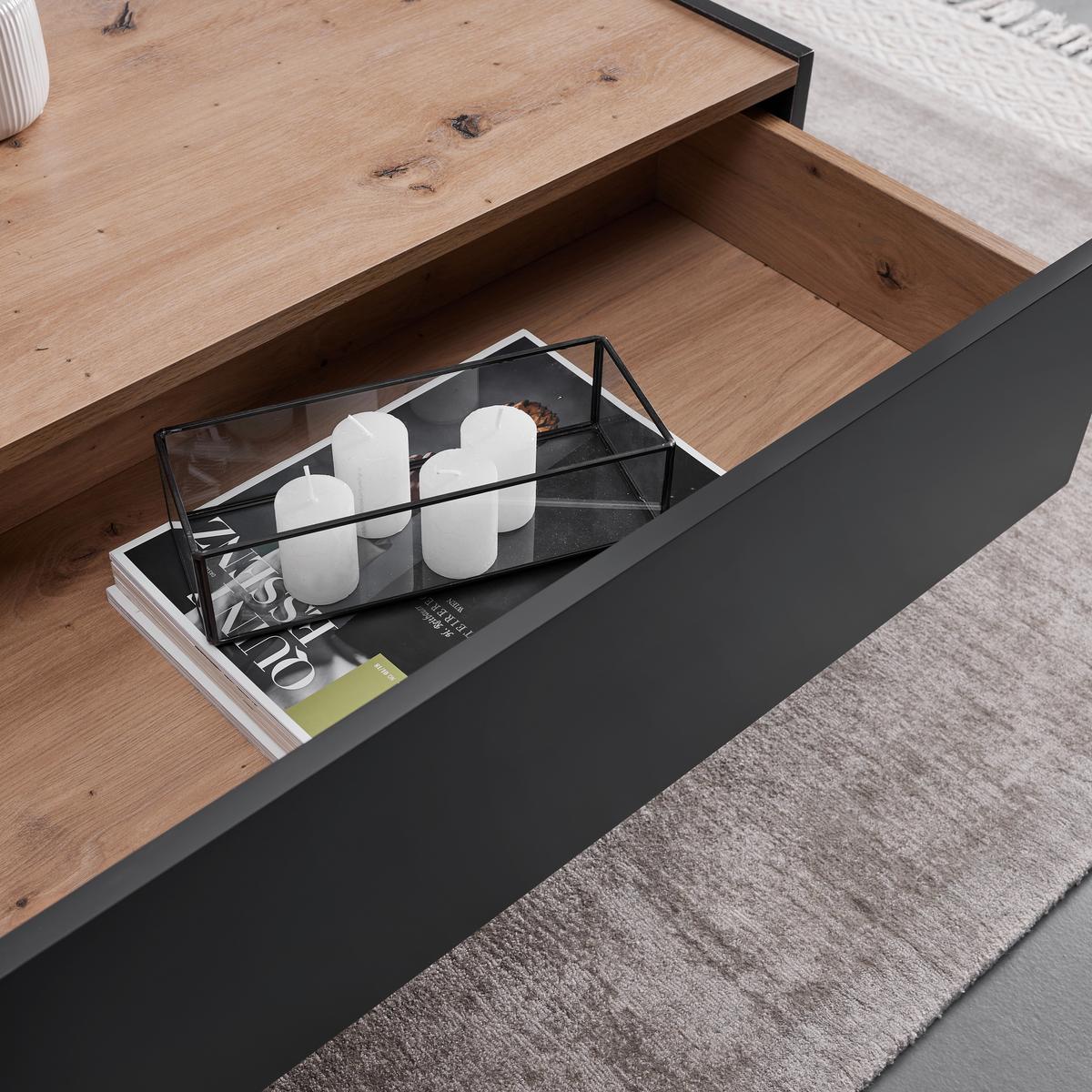 Couchtisch Fosco Grau/Eichefarben MDF - Eichefarben/Schwarz, Modern, Metall (80/80/38cm) - Bessagi Home