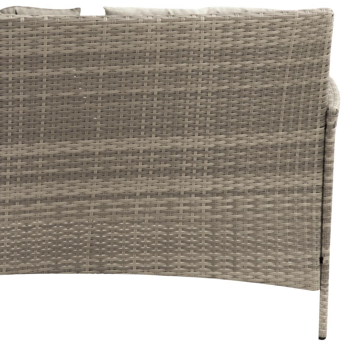 Loungegarnitur 4-tlg. Wien Kunststoffgeflecht mit Kissen - Beige/Grau, MODERN, Kunststoff/Textil (140/68/80cm) - Gardenson