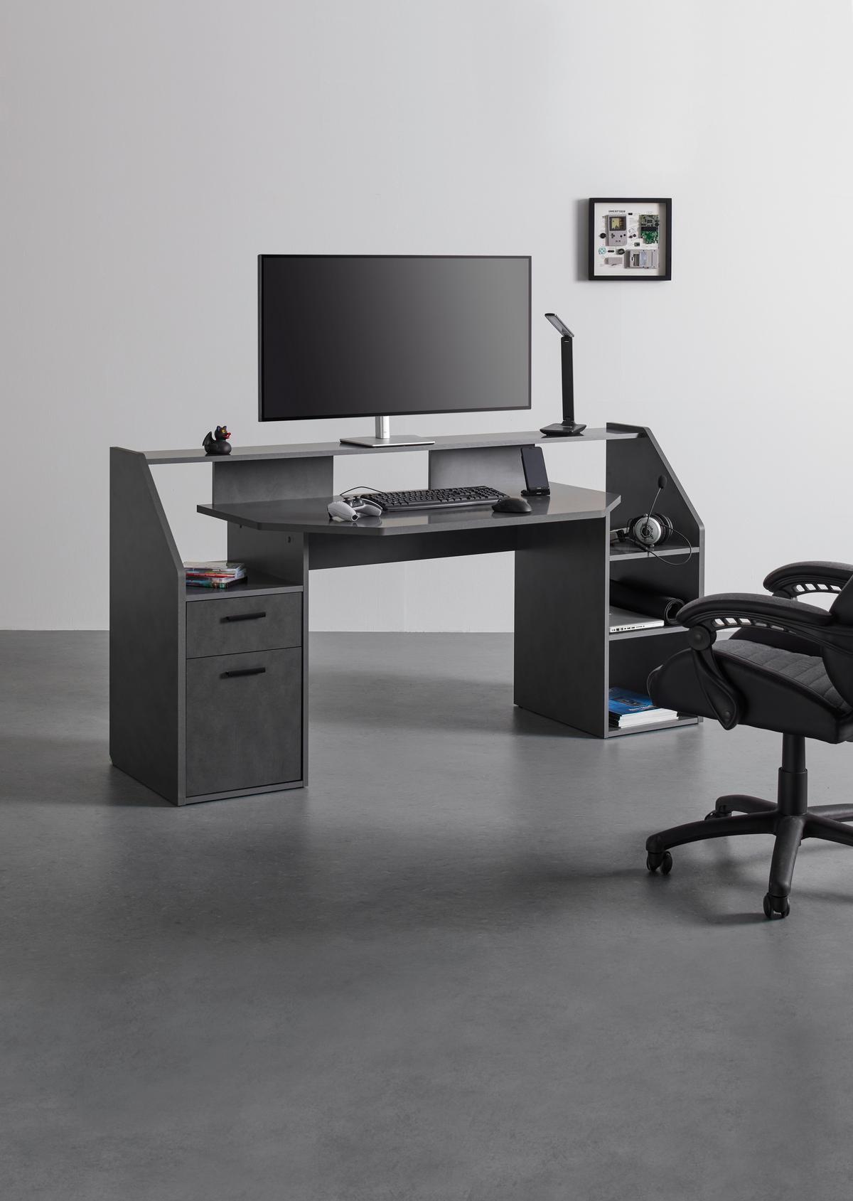 Gaming Tisch Zocker 1 in Materafarben - Modern, Holzwerkstoff/Kunststoff (180/92/68cm) - Mömax