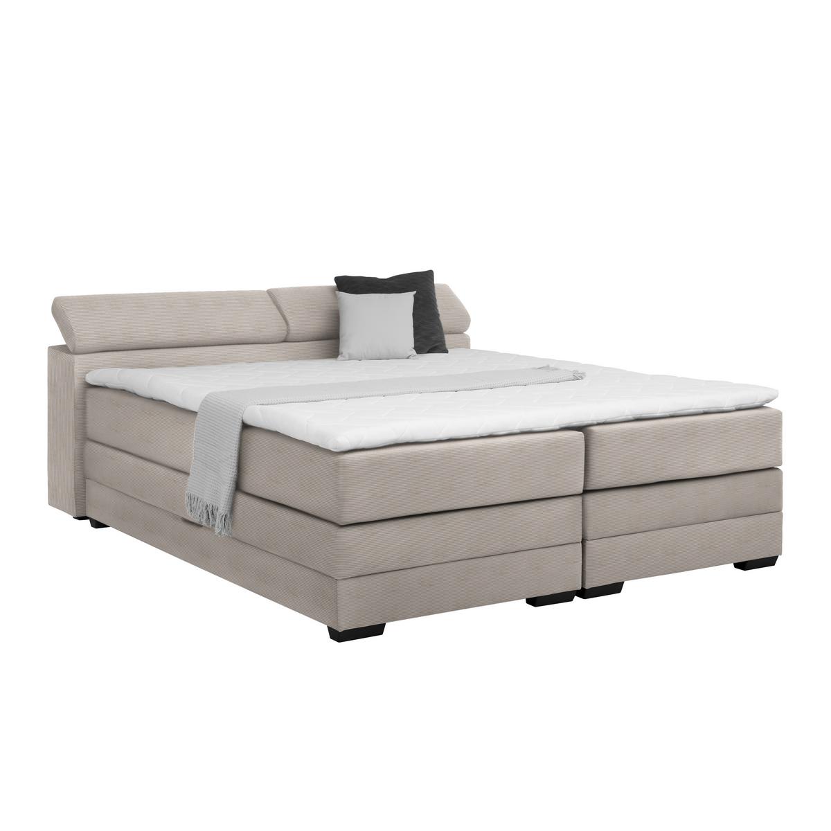Boxspringbett Sevilla Graubraun ca. 180x200cm - Graubraun/Schwarz, KONVENTIONELL, Holz/Kunststoff (180/200cm) - Premium Living