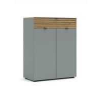 Kommode Bahia-M Grün/Eiche Artisan - Schwarz/Eiche Artisan, MODERN, Holzwerkstoff/Metall (81/101/39cm) - Mömax