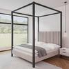 Himmelbett Mona ca. 180x200 cm Hellgrau - Hellbraun/Hellgrau, MODERN, Holz/Textil (180/200cm) - Bessagi Home