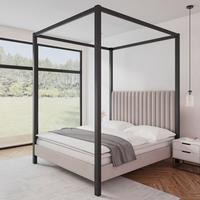 Pat tapițat bej Mona cca 180X200 bej - gri deschis/maro deschis, Modern, lemn/metal (180/200cm) - Bessagi Home