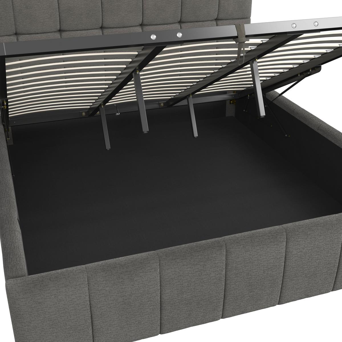 Kárpitozott Ágy Kaia - natúr színű/szürke, Modern, textil/fa (180/200cm) - Bessagi Home