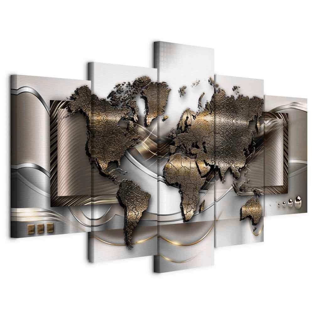 Slika Na Platnu World Map Ii - bež/rjava, Basics, tekstil/leseni material (200/100/1,2cm) - artgeist