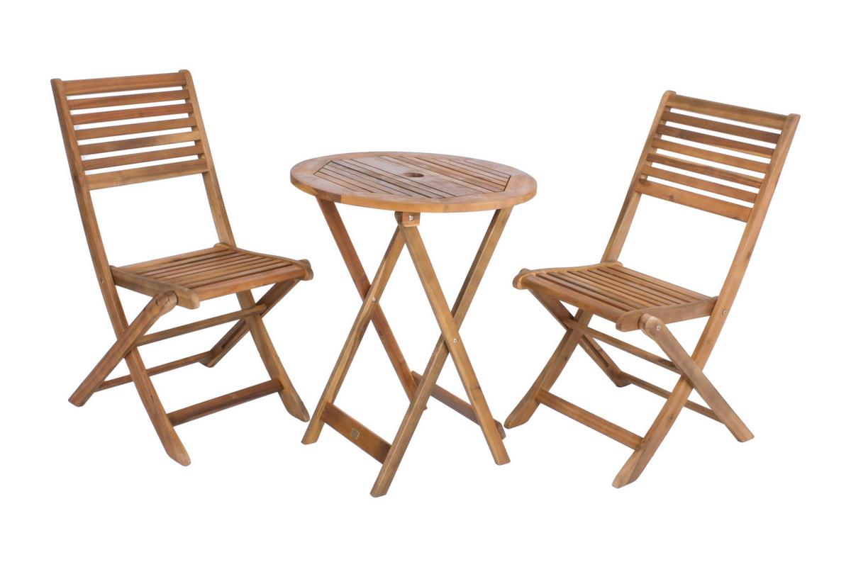 Balkonset Ibarra Teak 3-tlg. - Braun, Basics, Holz - Gardenson