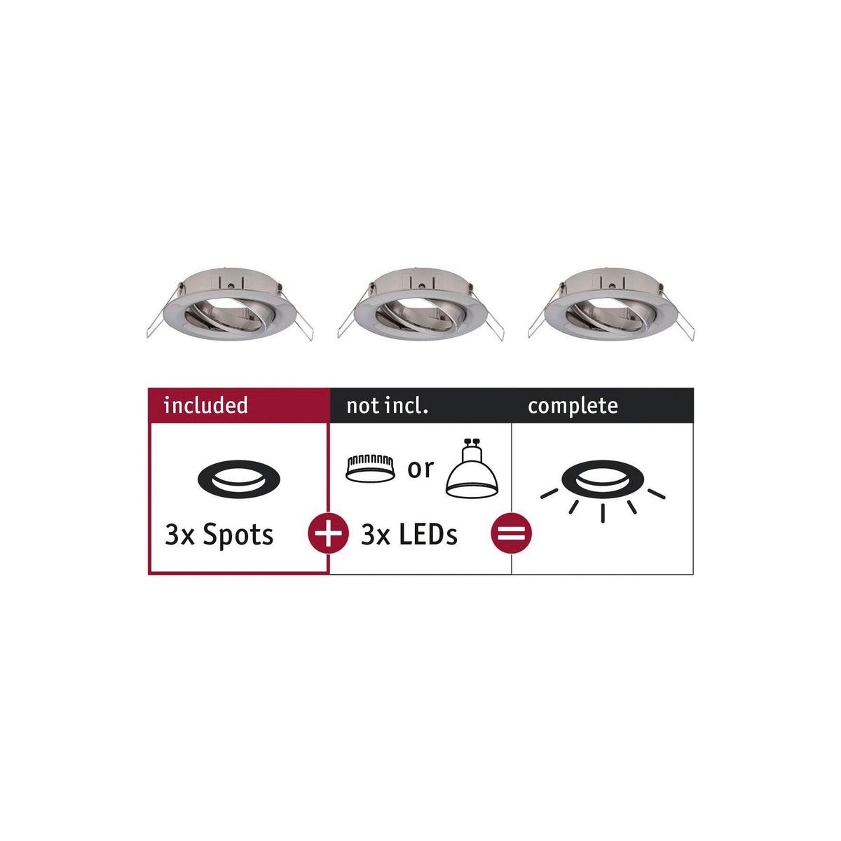 Deckenleuchte Choose! Spot Set max. 10 Watt, 3-teilig - Alufarben, Basics, Metall (8,4cm) - Paulmann