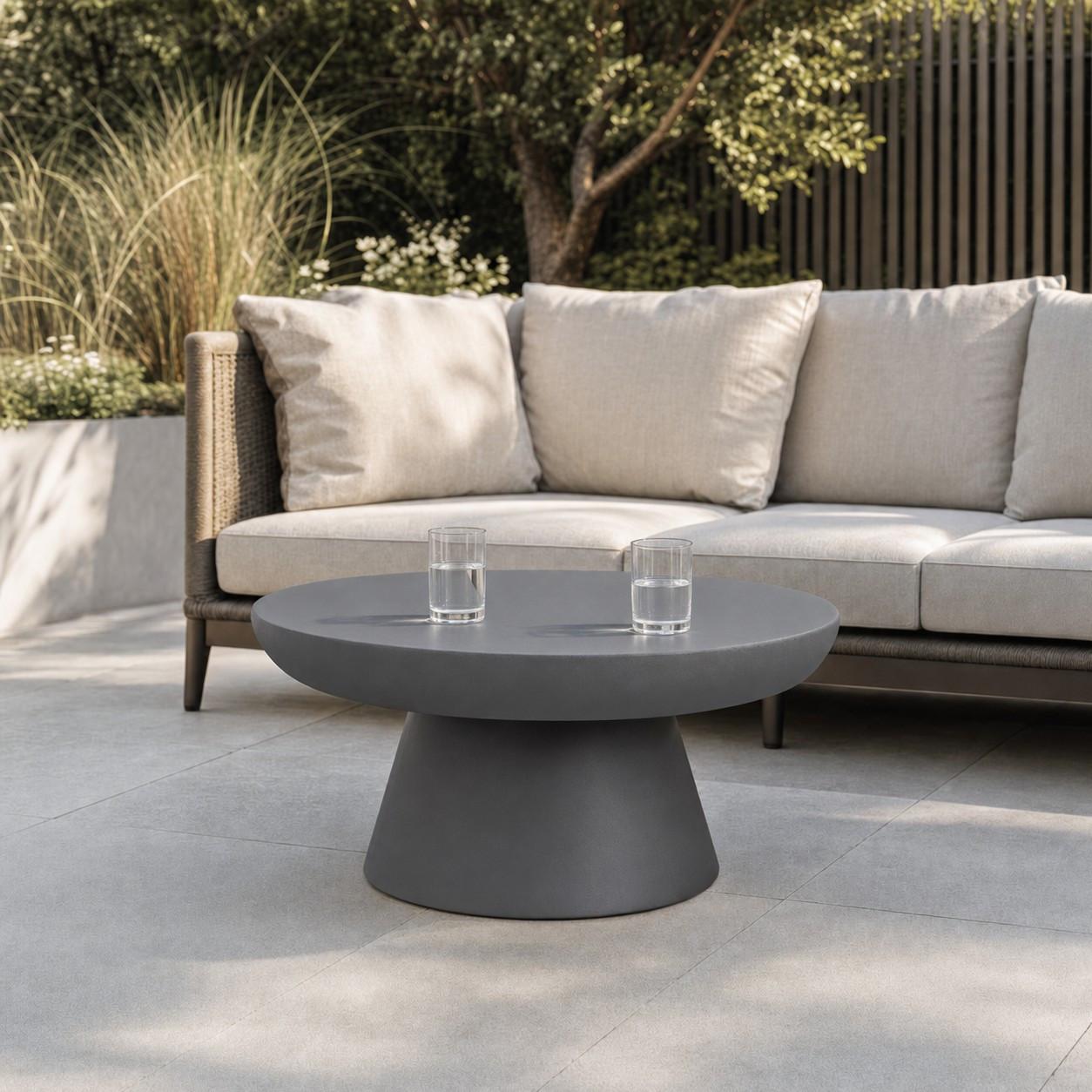 Loungetisch Kylix Faserbeton Dunkelgrau - Dunkelgrau, MODERN, Stein (86/86/35,6cm) - Gardenson