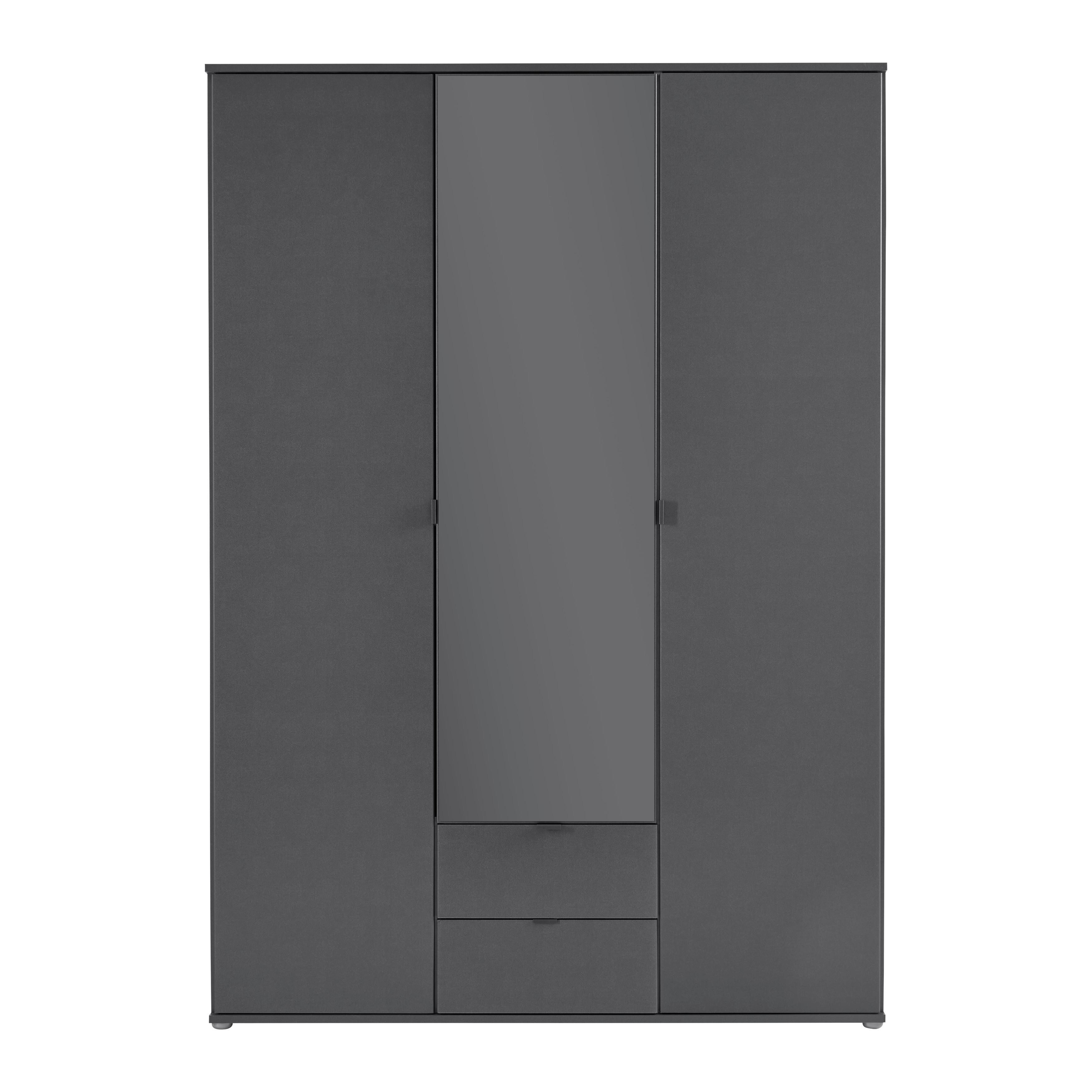 Drehtürenschrank Avila Grau - Grau, KONVENTIONELL, Glas/Holzwerkstoff (136/194/53cm) - Mömax