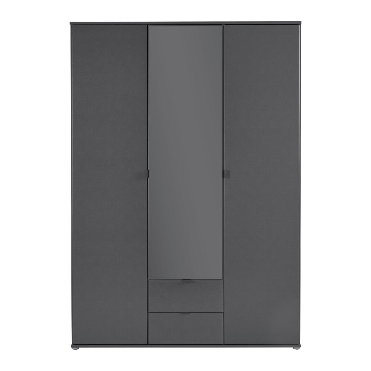 Drehtürenschrank Avila Grau - Grau, Konventionell, Glas/Holzwerkstoff (136/194/53cm) - Mömax