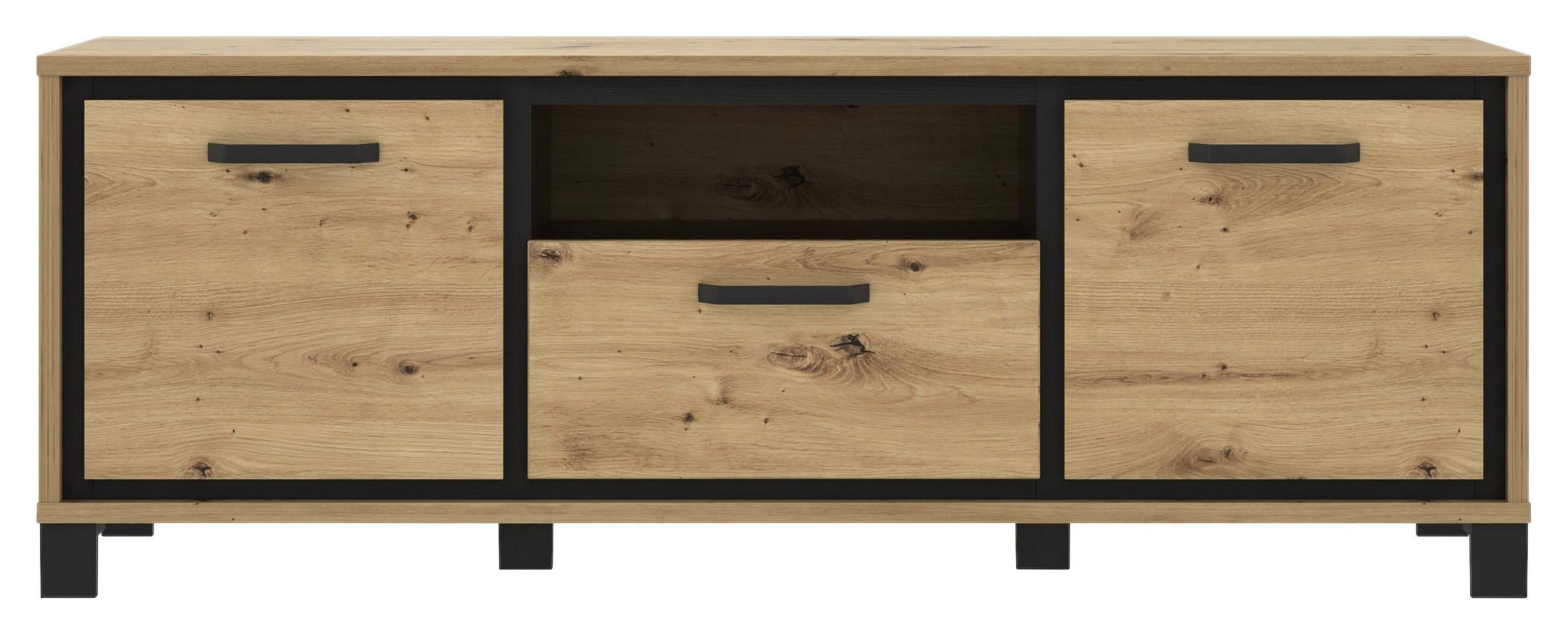 Unterschrank "Trondheim" , Schwarz, Eiche - Eichefarben/Schwarz, Basics, Holzwerkstoff/Kunststoff (158,4/58,9/41,5cm) - Livetastic