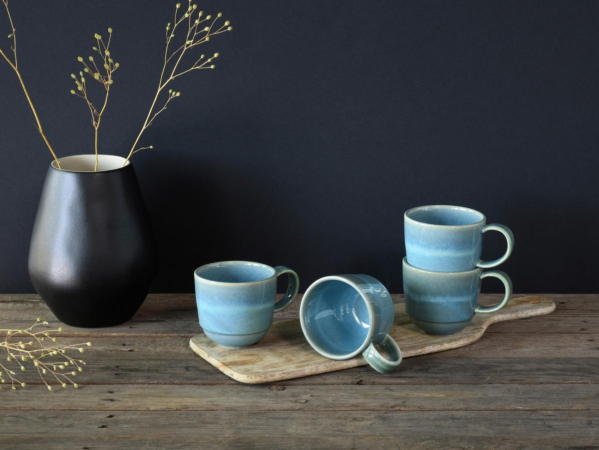 Set Skodelic Yuki Uno, 4-Delni - modra/zelena, Basics, keramika (370ml) - Creatable