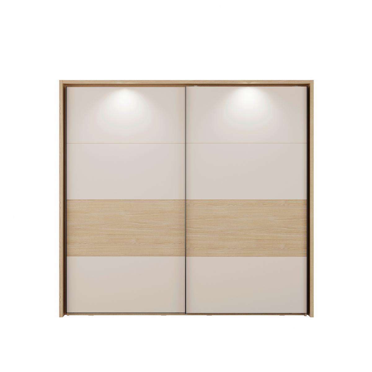 Tolóajtós Szekrény Ricciano - tölgyfa színű/fekete, Modern, faalapú anyag/fém (231,1/215,9/63,8cm)