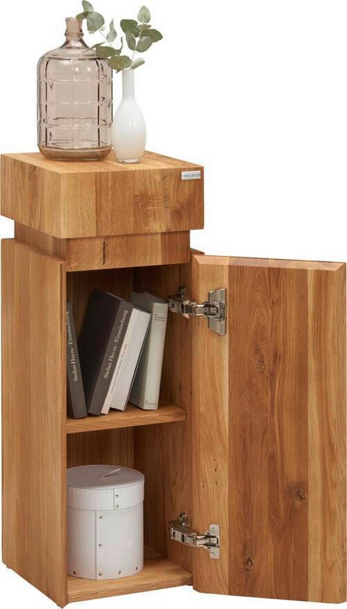 STOLIK BOCZNY MAYA - kolor dębowy, Modern, drewno (30/30/80cm) - Linea Natura