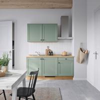 Küchenblock Cascada Low m. Geräten Grün - Eichefarben/Schwarz, MODERN, Holzwerkstoff/Metall (180cm) - Nobilia