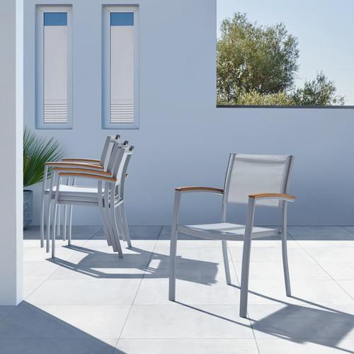 Scaun Barcelona - gri deschis/culoare natur, Modern, plastic/lemn (57,6/84,5/55cm) - Modern Living