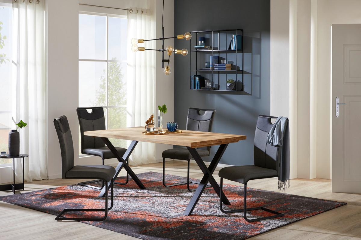 KRZESŁO NA PŁOZIE LUGO - antracytowy/czarny, Design, metal/tkanina (44/95.5/56cm) - Carryhome