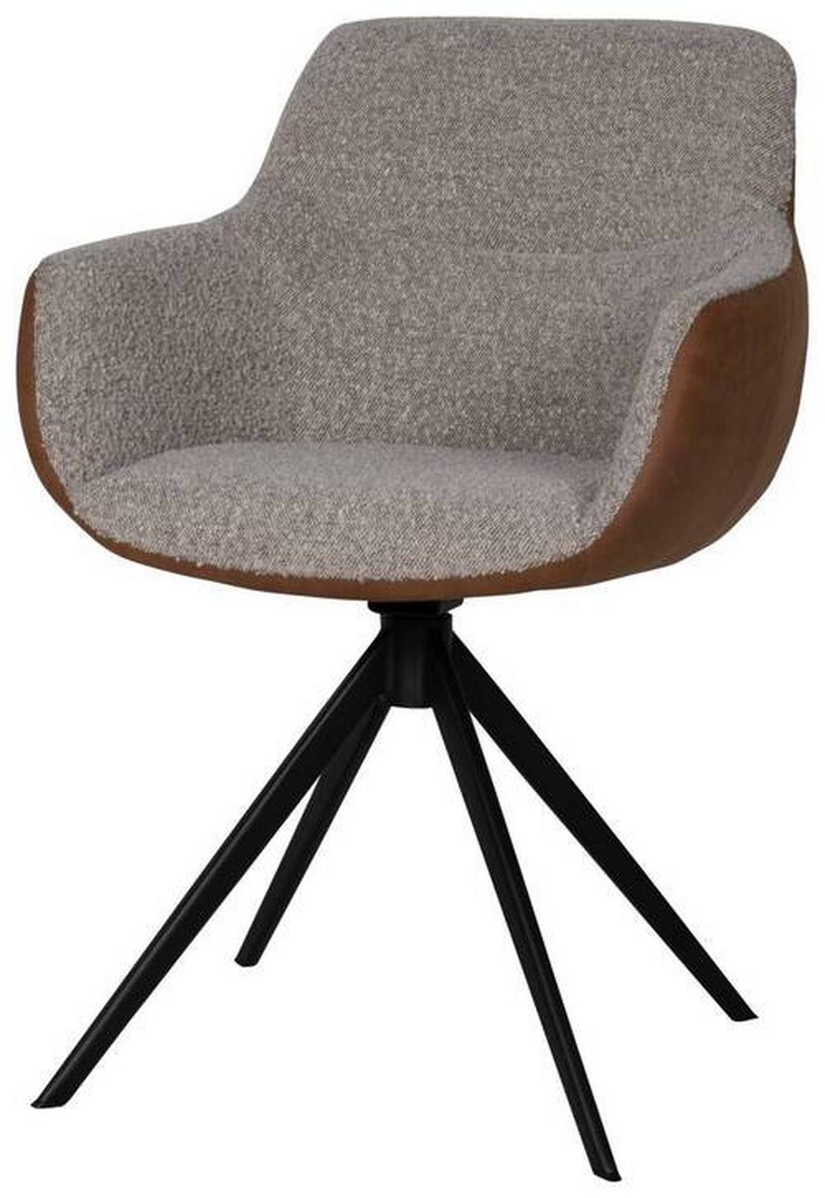 KRZESŁO Z PODŁOKIETNIKAMI FONS - greige/czarny, Design, metal/tkanina (61/85/61cm) - Valdera