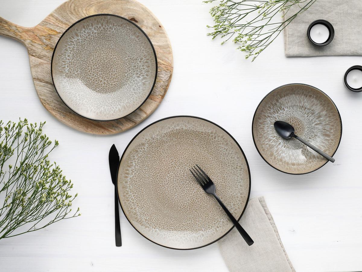 Jedilni Servis Malmö, 12-Delni - črna/bež, Basics, keramika - Creatable