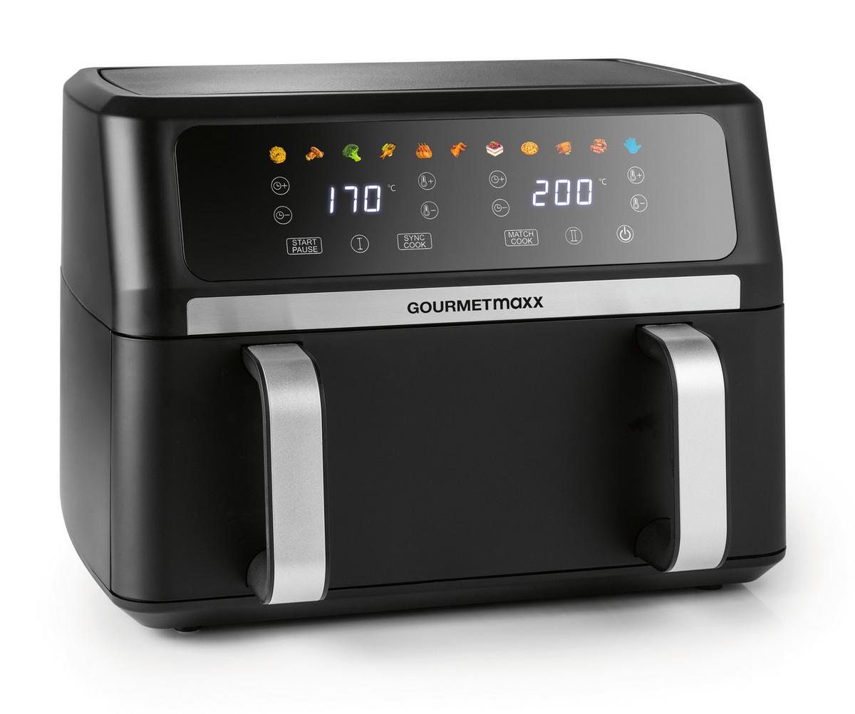 Heißluftfritteuse Gourmetmaxx Schwarz max. 2400 Watt - Edelstahlfarben/Schwarz, Basics, Kunststoff/Metall (40,5/35,4/29cm)