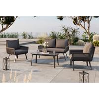 KOMPLET MEBLI TARASOWYCH VICTORIA - antracytowy/czarny, Modern, metal/tkanina (125/74/74cm) - Ambia Garden