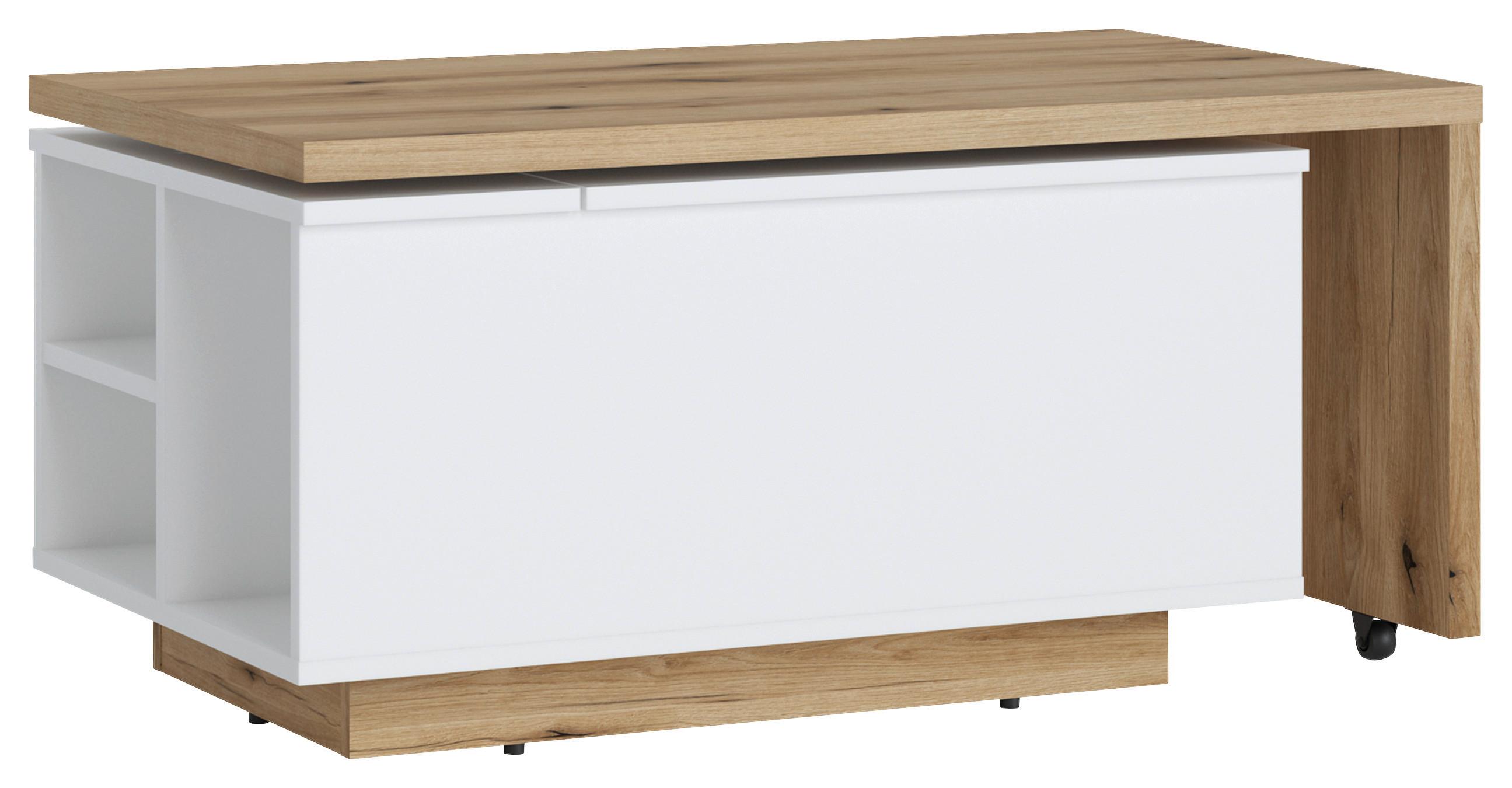 Măsuță de cafea DALANO - alb/culoare lemn stejar, Trend, material pe bază de lemn (95/45,3/54cm) - Modern Living