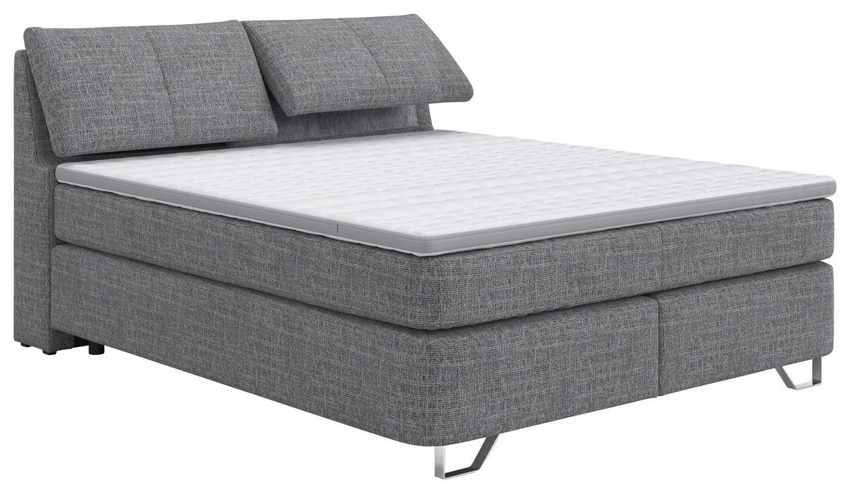 Boxspringbett Tabea Grau ca. 180x200cm - Alufarben/Grau, KONVENTIONELL, Karton/Naturmaterialien (180/200cm) - Premium Living