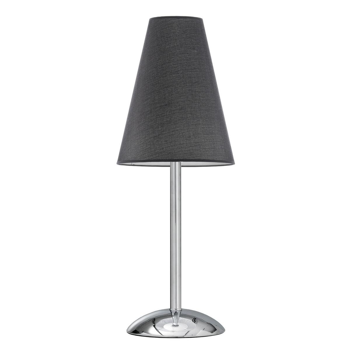 Tischleuchte Richard Nero Schwarz/Chrom max. 22 Watt - Chromfarben/Schwarz, KONVENTIONELL, Textil/Metall (20/54cm)