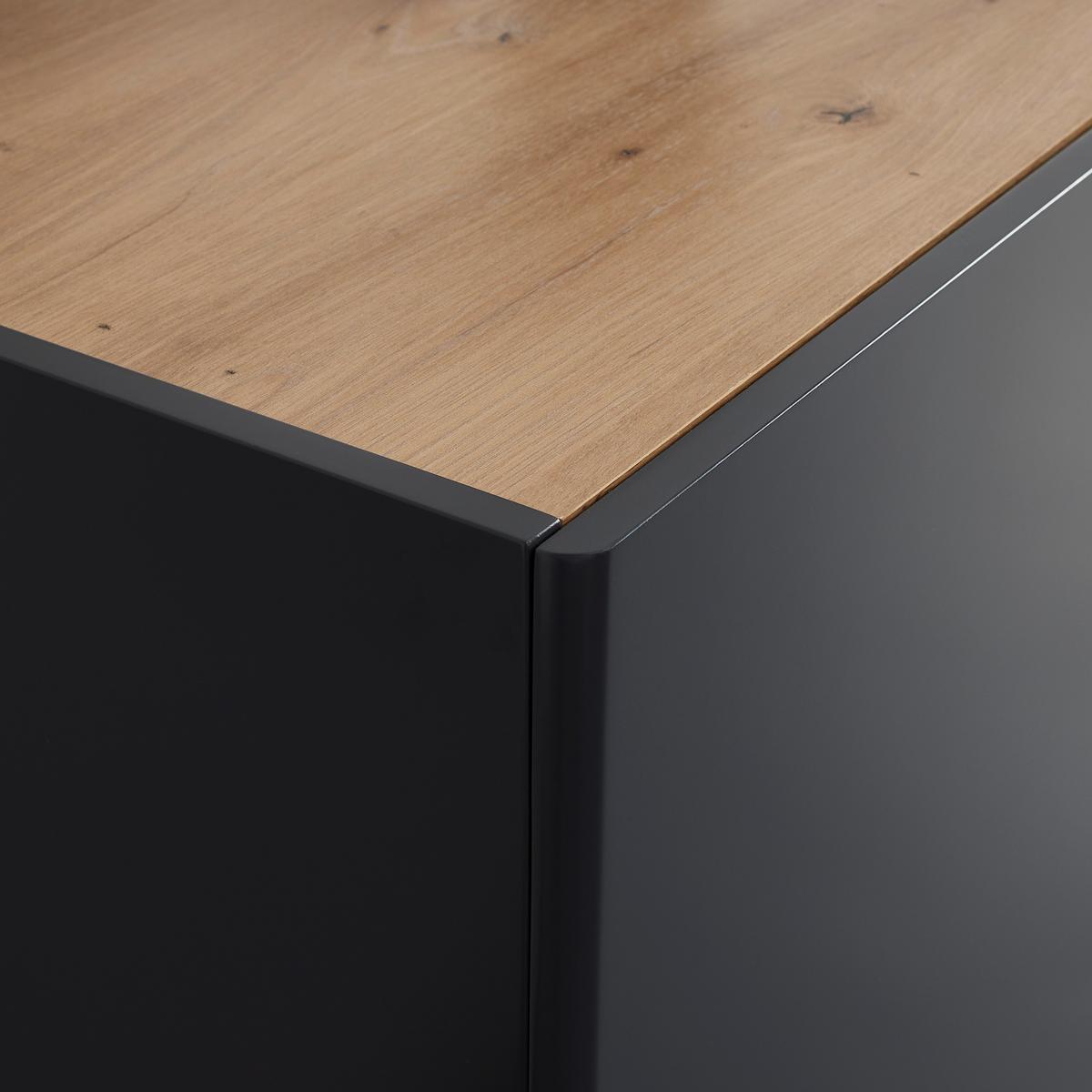 Sideboard Fosco Grau/Eichefarben MDF/Echtholz - Eichefarben/Grau, MODERN, Holz (160/80/40cm) - Bessagi Home