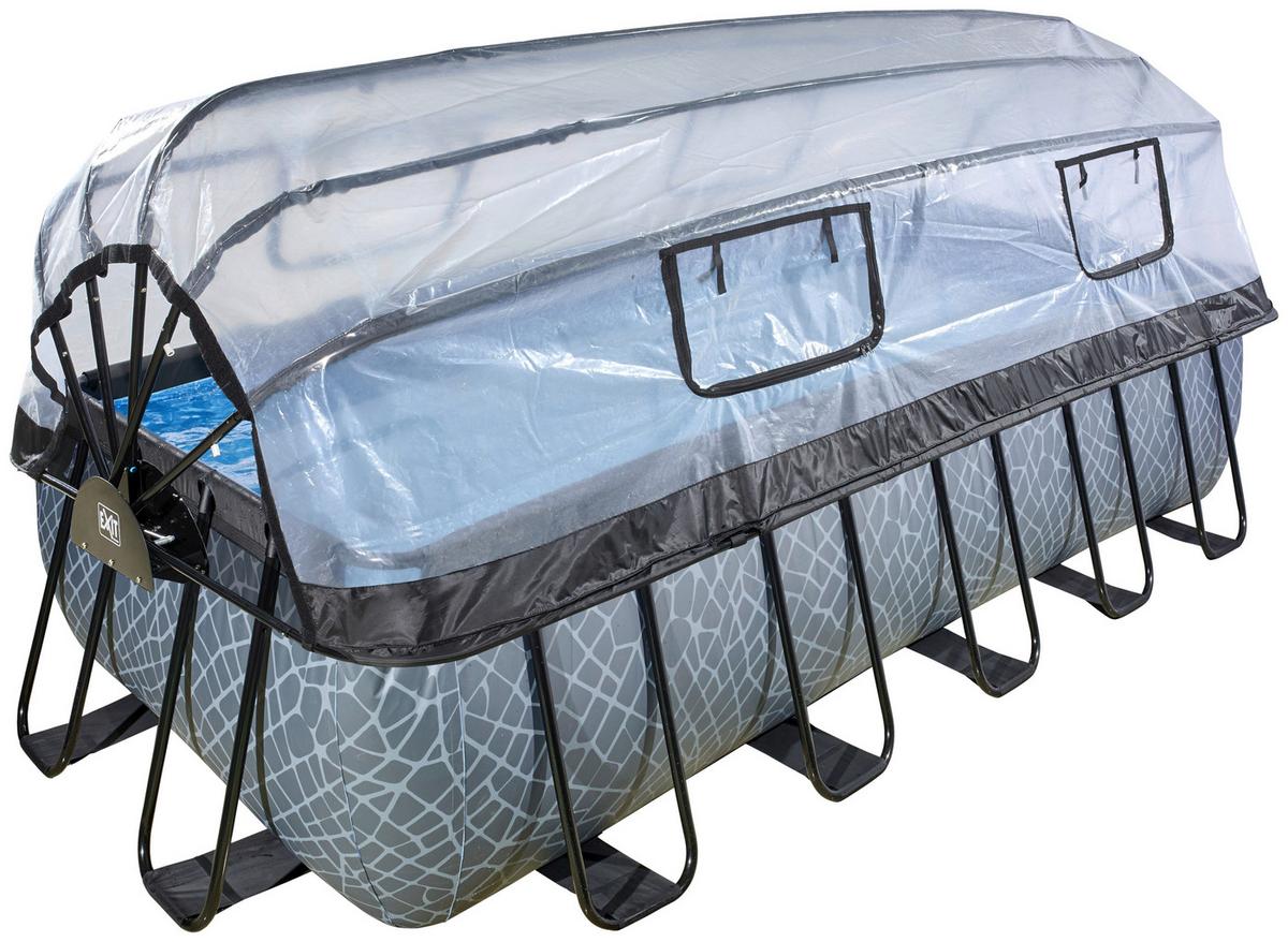 Bazen Exit Stone Pool, Črpalka S Peščenim Filtrom, 540x250cm - siva, Konvencionalno, kovina (540/250/122cm) - EXIT Toys