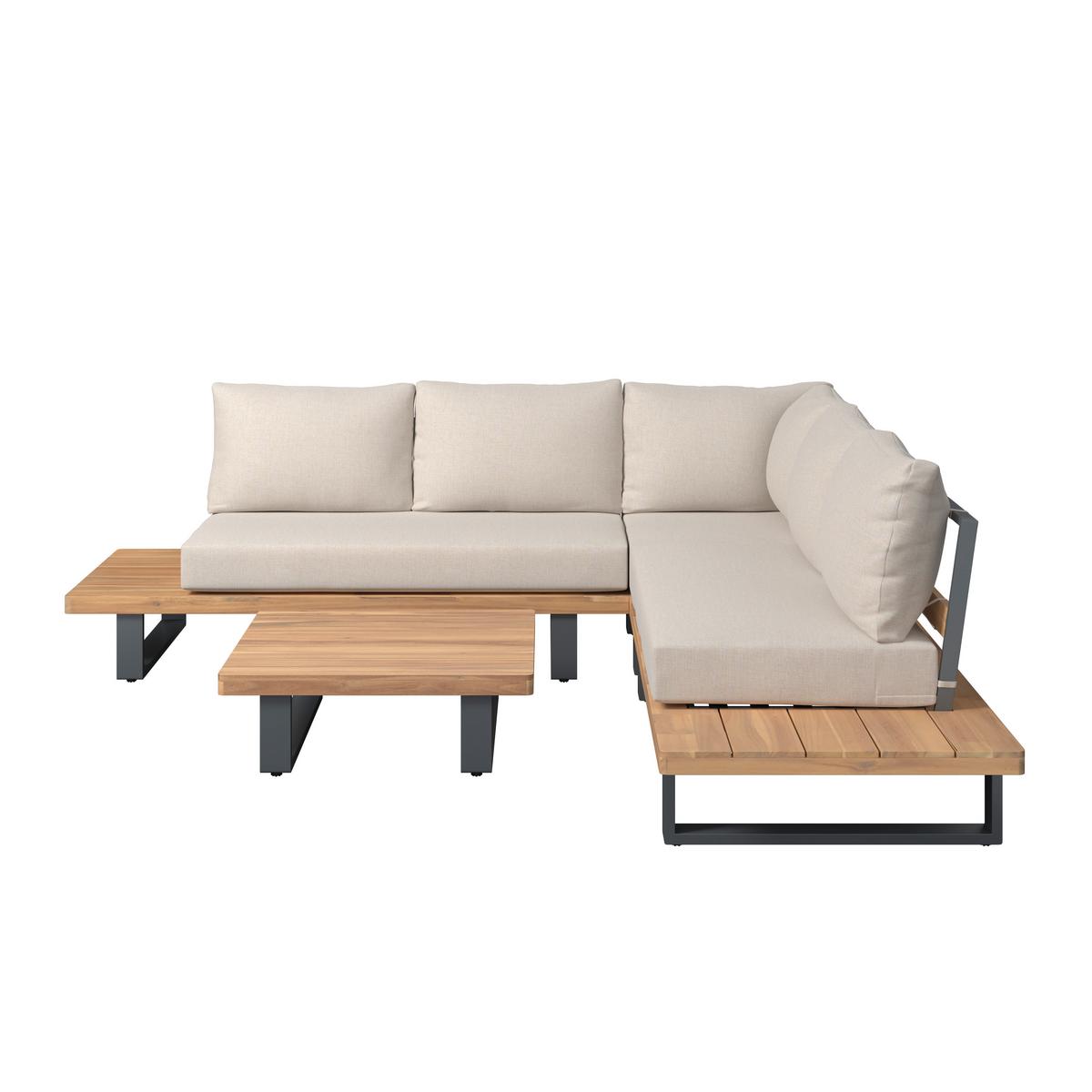 LOUNGEGARNITUR GABRIEL - Akaziefarben, Natur, Holz/Metall (173/73/82cm) - Mömax