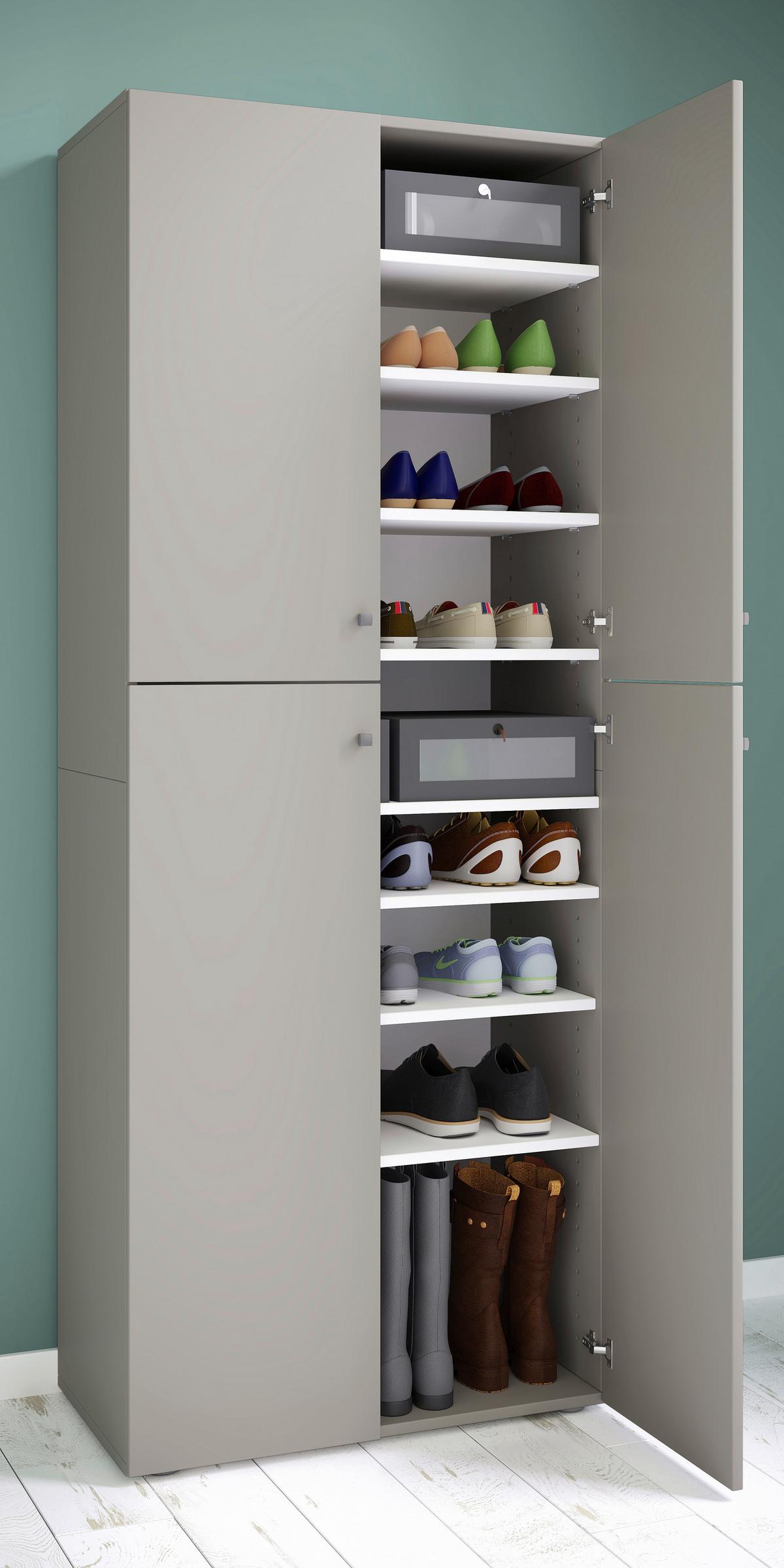 Schuhschrank Lona XXL ca.710x182x37cm Grau - Silberfarben/Schwarz, KONVENTIONELL, Holzwerkstoff/Kunststoff (70/182/37cm) - MID.YOU