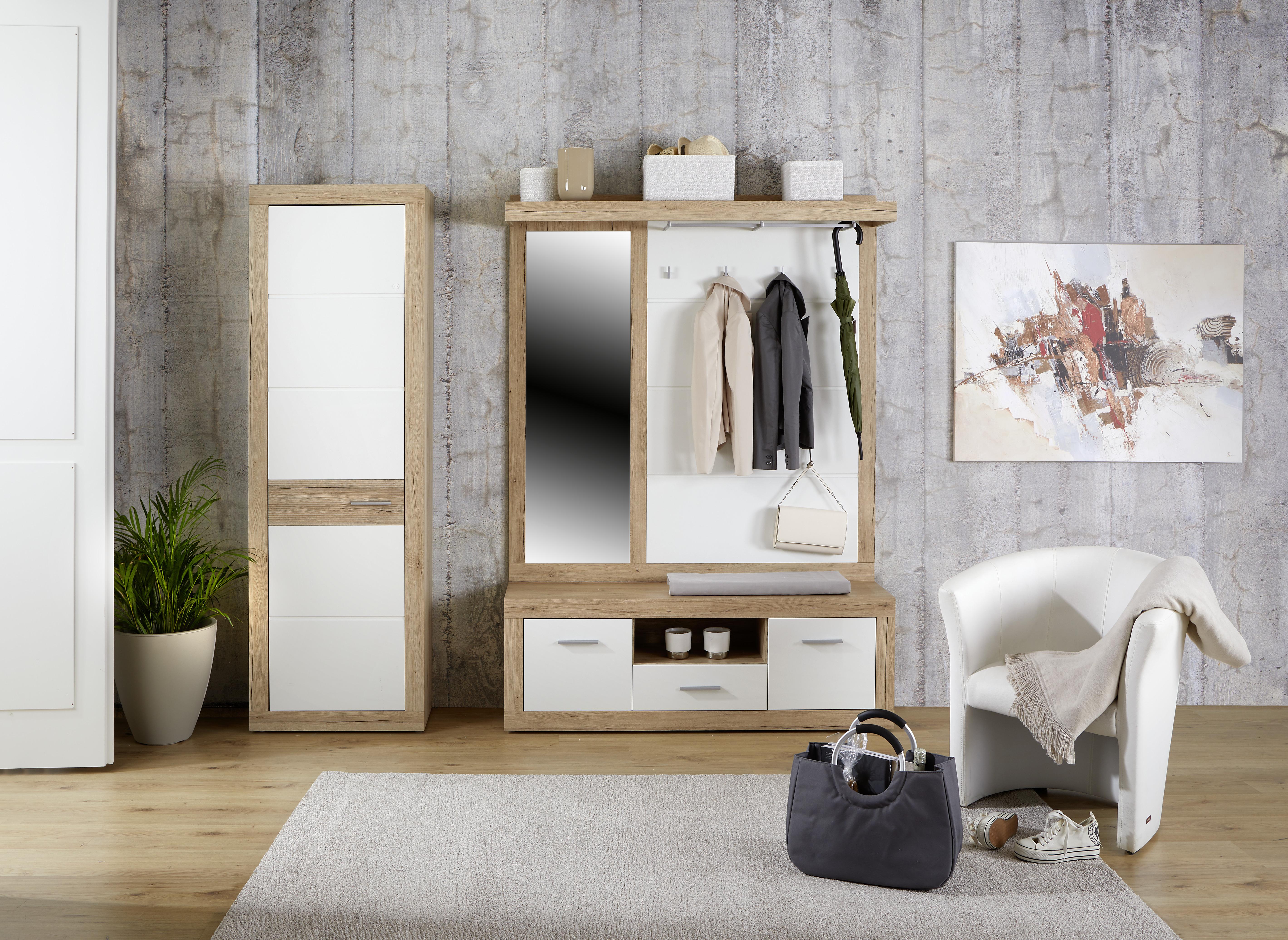 Garderobni Ormar Malta - bijela/boje hrasta, Moderno, drvni materijal (65/196,8/36cm) - Modern Living
