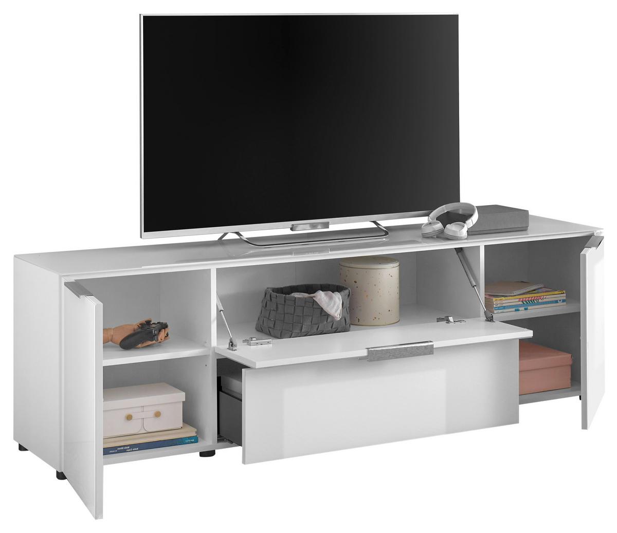 Lowboard Siena Weiß - Chromfarben/Schwarz, MODERN, Glas/Holzwerkstoff (180/55/40cm) - Mömax