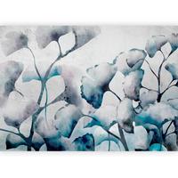 Fototapeta Ginkgo Leaves, 450x315cm - pastelno modra/sivobela, Trendi, tekstil (450/315cm) - artgeist
