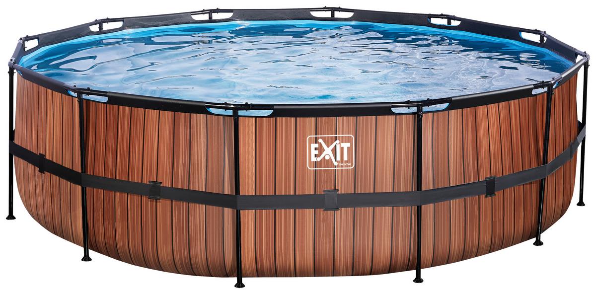 Bazen Exit Wood Pool, Črpalka S Peščenim Filtrom, Ø 488cm - rjava, Konvencionalno, kovina (488/122cm) - EXIT Toys