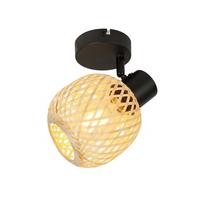 Wandleuchte Natur Schwarz/Beige max. 5Watt - Beige/Schwarz, MODERN, Naturmaterialien/Metall (14,5/12/15cm)