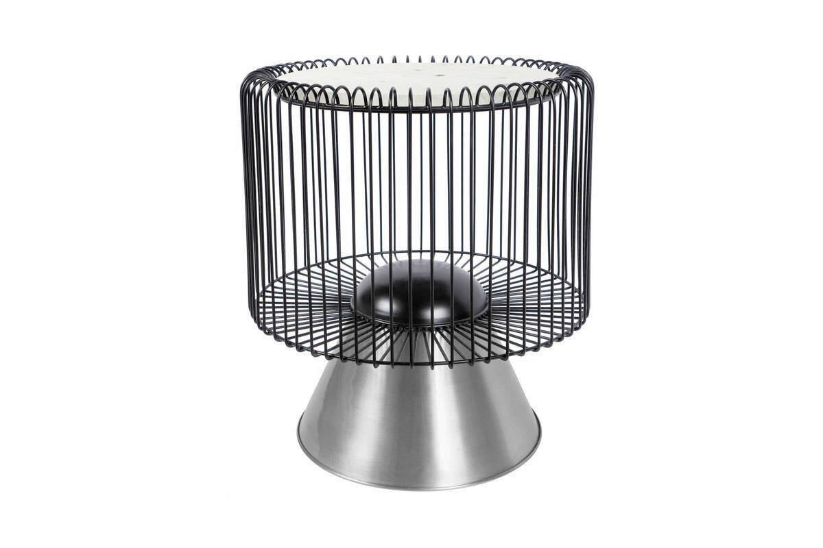 BEISTELLTISCH UOHXV-WHT - Weiss/Silberfarben, Basics, Stein/Metall (51/51/56,5cm) - Kayoom