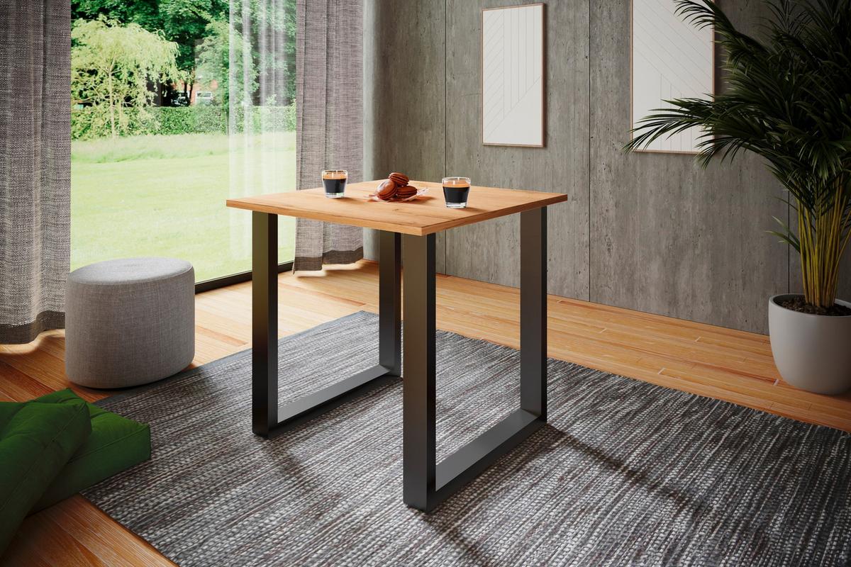 SCHREIBTISCH LONA - Honigeiche/Silberfarben, Design, Holzwerkstoff/Metall (80/76/50cm) - MID.YOU